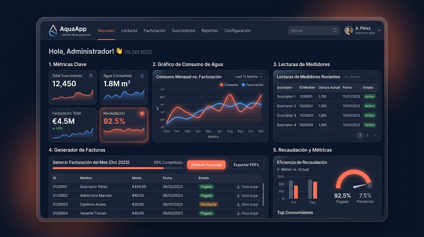 Vista previa de AquaApp Billing Acueductos